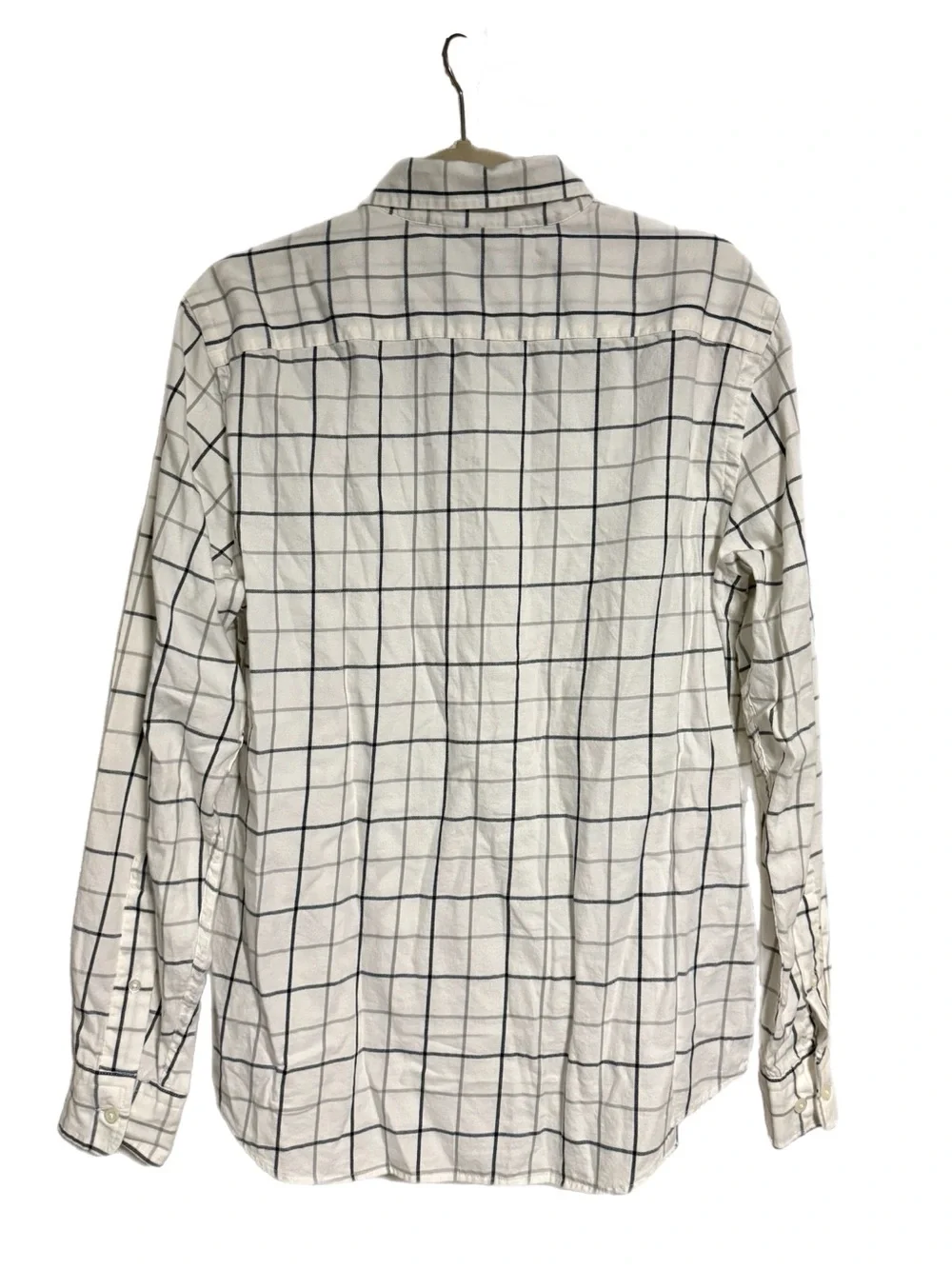 Banana Republic/UntuckWhite Button-Down Shirt with Black & Gray Windowpane Check